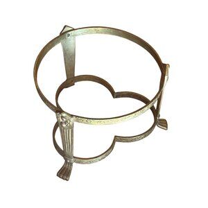 Antique Brass Plant Stand With Etched Floral Design & Claw Feet 3-Legged